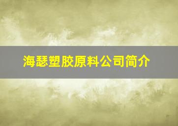 海瑟塑胶原料公司简介