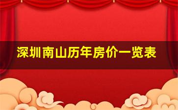 深圳南山历年房价一览表