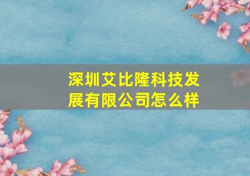 深圳艾比隆科技发展有限公司怎么样