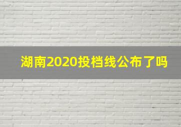 湖南2020投档线公布了吗