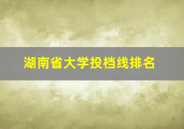 湖南省大学投档线排名