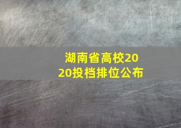 湖南省高校2020投档排位公布