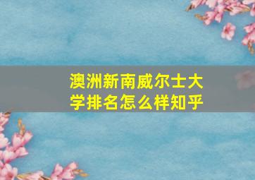 澳洲新南威尔士大学排名怎么样知乎