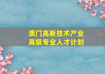 澳门高新技术产业高级专业人才计划