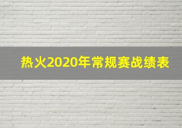 热火2020年常规赛战绩表