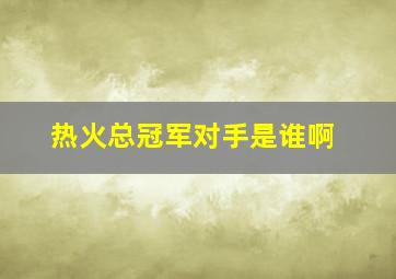 热火总冠军对手是谁啊