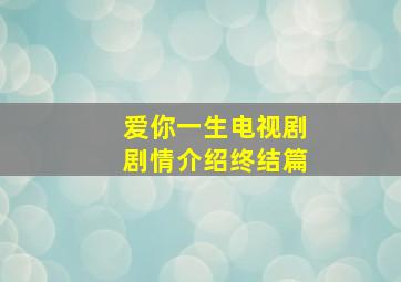 爱你一生电视剧剧情介绍终结篇