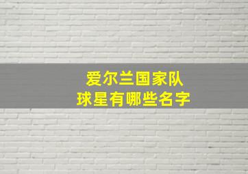 爱尔兰国家队球星有哪些名字