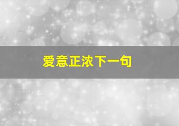 爱意正浓下一句