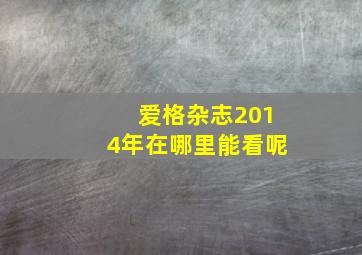 爱格杂志2014年在哪里能看呢