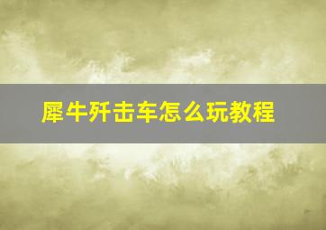 犀牛歼击车怎么玩教程