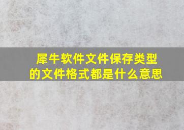 犀牛软件文件保存类型的文件格式都是什么意思