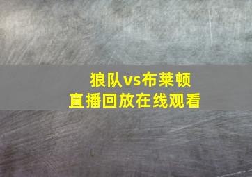 狼队vs布莱顿直播回放在线观看