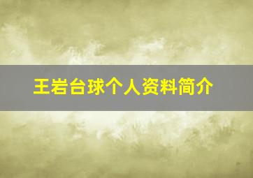 王岩台球个人资料简介