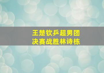 王楚钦乒超男团决赛战胜林诗栋