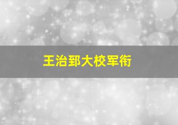 王治郅大校军衔