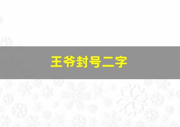 王爷封号二字