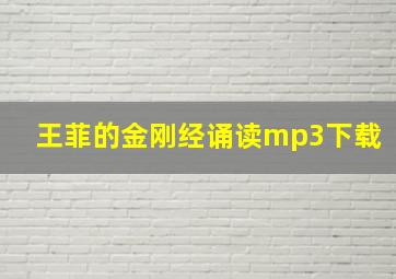 王菲的金刚经诵读mp3下载