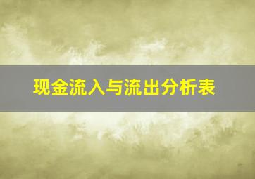 现金流入与流出分析表