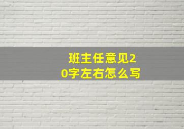 班主任意见20字左右怎么写