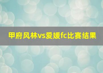 甲府风林vs爱媛fc比赛结果