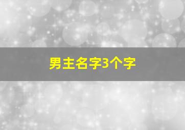 男主名字3个字