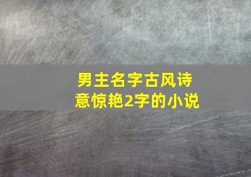 男主名字古风诗意惊艳2字的小说