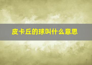 皮卡丘的球叫什么意思