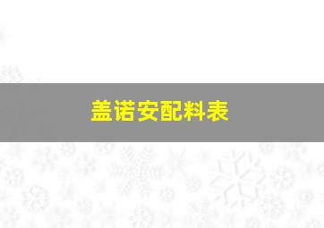 盖诺安配料表