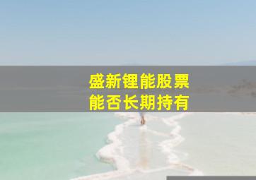 盛新锂能股票能否长期持有