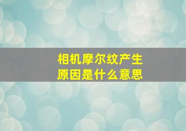 相机摩尔纹产生原因是什么意思