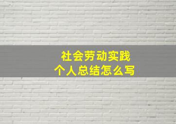 社会劳动实践个人总结怎么写