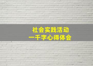 社会实践活动一千字心得体会