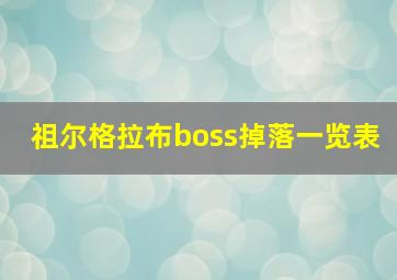 祖尔格拉布boss掉落一览表