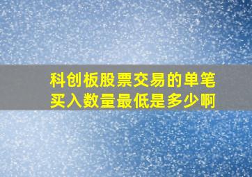 科创板股票交易的单笔买入数量最低是多少啊