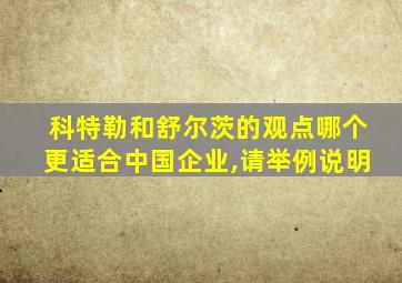 科特勒和舒尔茨的观点哪个更适合中国企业,请举例说明