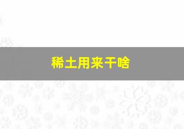 稀土用来干啥