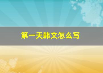 第一天韩文怎么写