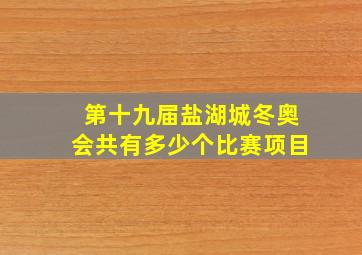 第十九届盐湖城冬奥会共有多少个比赛项目