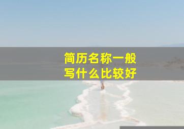 简历名称一般写什么比较好