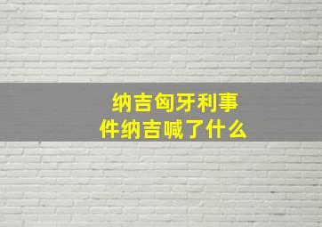 纳吉匈牙利事件纳吉喊了什么