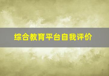 综合教育平台自我评价