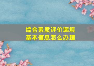 综合素质评价漏填基本信息怎么办理