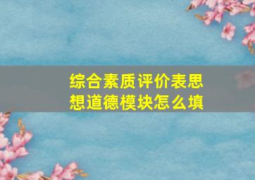 综合素质评价表思想道德模块怎么填