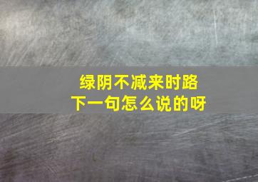 绿阴不减来时路下一句怎么说的呀