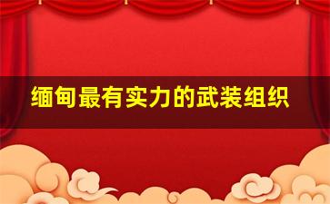 缅甸最有实力的武装组织