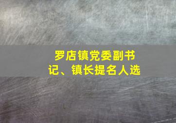 罗店镇党委副书记、镇长提名人选