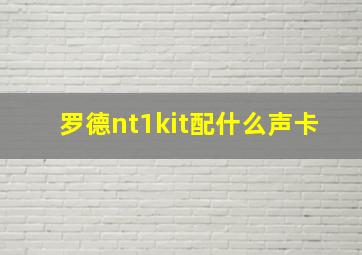 罗德nt1kit配什么声卡