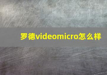 罗德videomicro怎么样