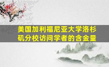 美国加利福尼亚大学洛杉矶分校访问学者的含金量